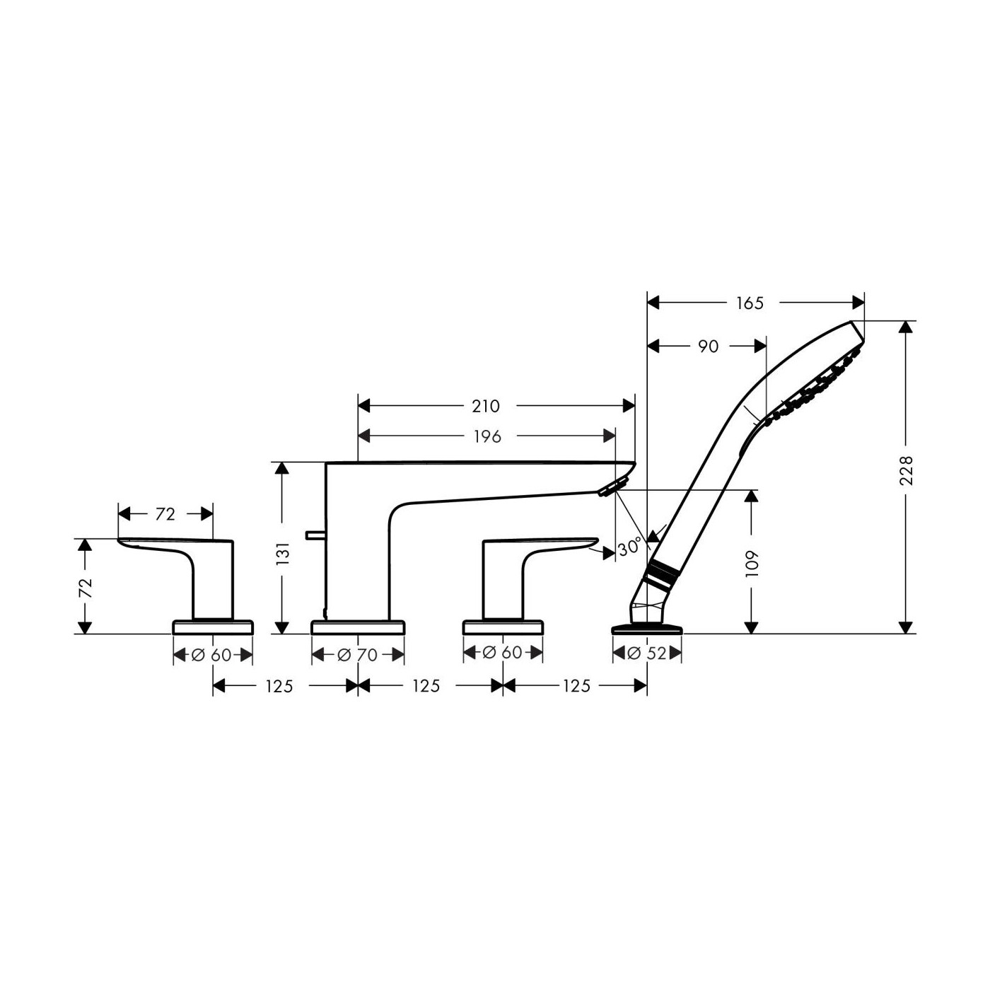 4-Otworowa Bateria Na Brzeg Wanny Talis E Czarny Mat 71748670 Hansgrohe 4-Otworowa Bateria Na Brzeg Wanny Talis E Czarny Mat 71748670 Hansgrohe