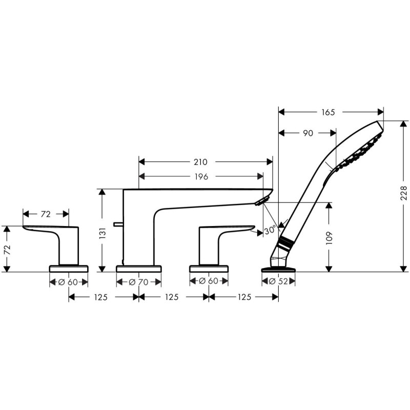 4-Otworowa Bateria Na Brzeg Wanny Talis E Biały Mat 71748700 Hansgrohe 4-Otworowa Bateria Na Brzeg Wanny Talis E Biały Mat 71748700 Hansgrohe