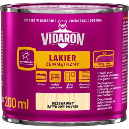 Lakier Zewnętrzny Bezbarwny Satynowy Połysk 200ml Vidaron