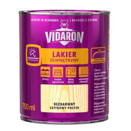 Lakier Zewnętrzny Bezbarwny Satynowy Połysk 0,75L Vidaron