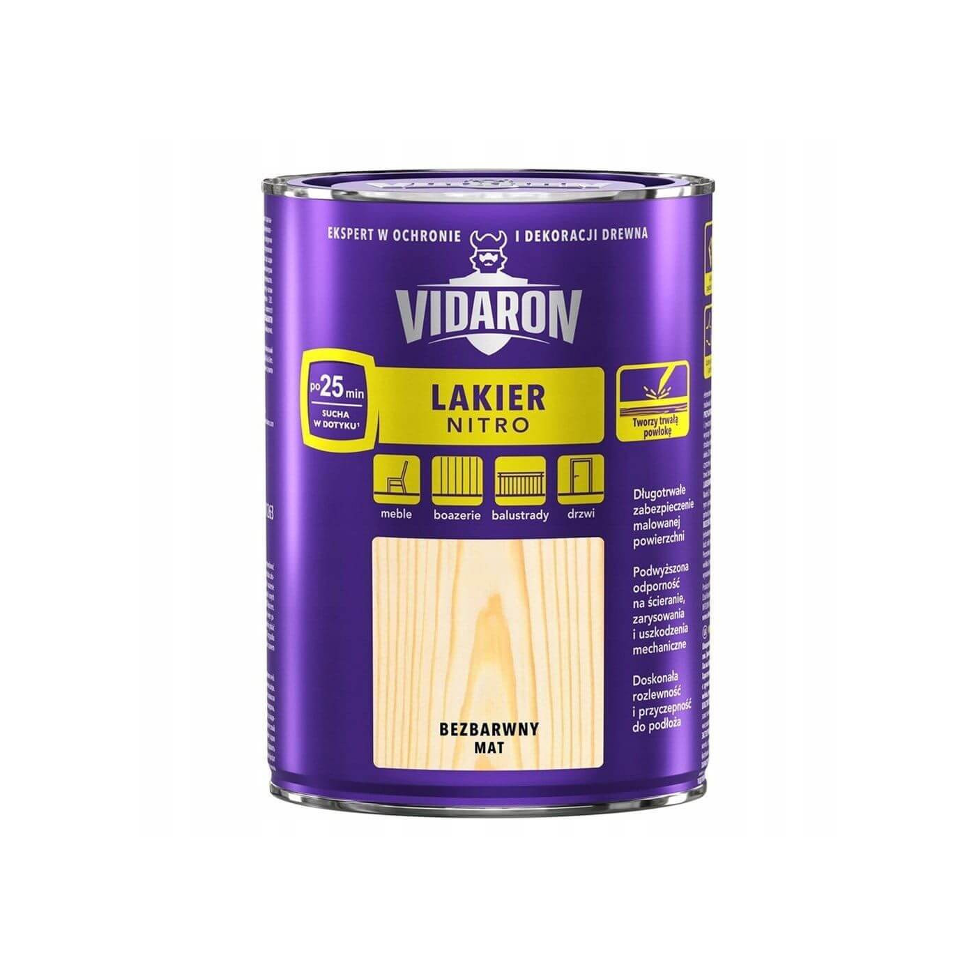 Lakier Do Drewna Nitro Bezbarwny 0,75L Vidaron Lakier Do Drewna Nitro Bezbarwny 0,75L Vidaron