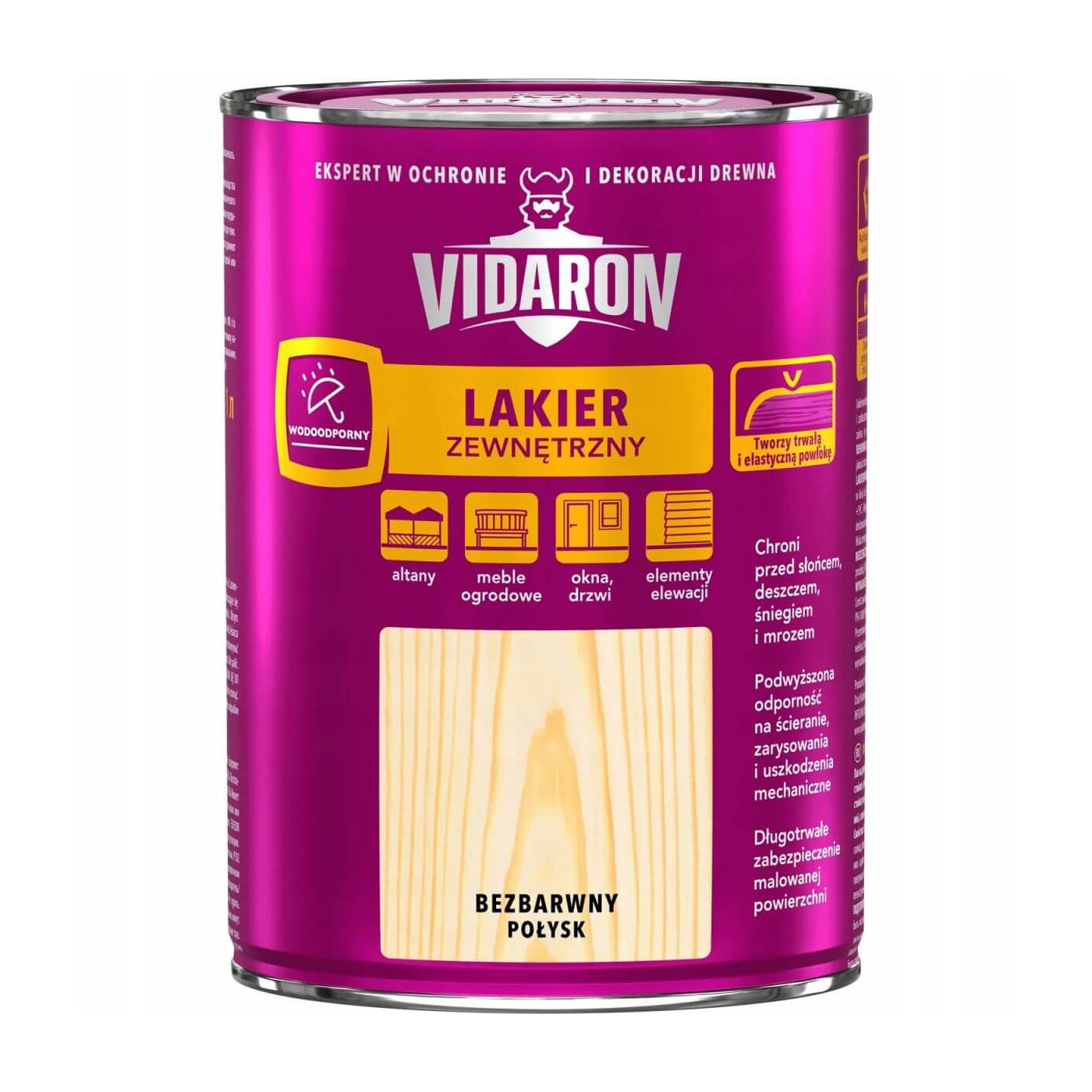 Lakier Zewnętrzny Do Drewna 0,75L Bezbarwny Połysk Vidaron Lakier Zewnętrzny Do Drewna 0,75L Bezbarwny Połysk Vidaron