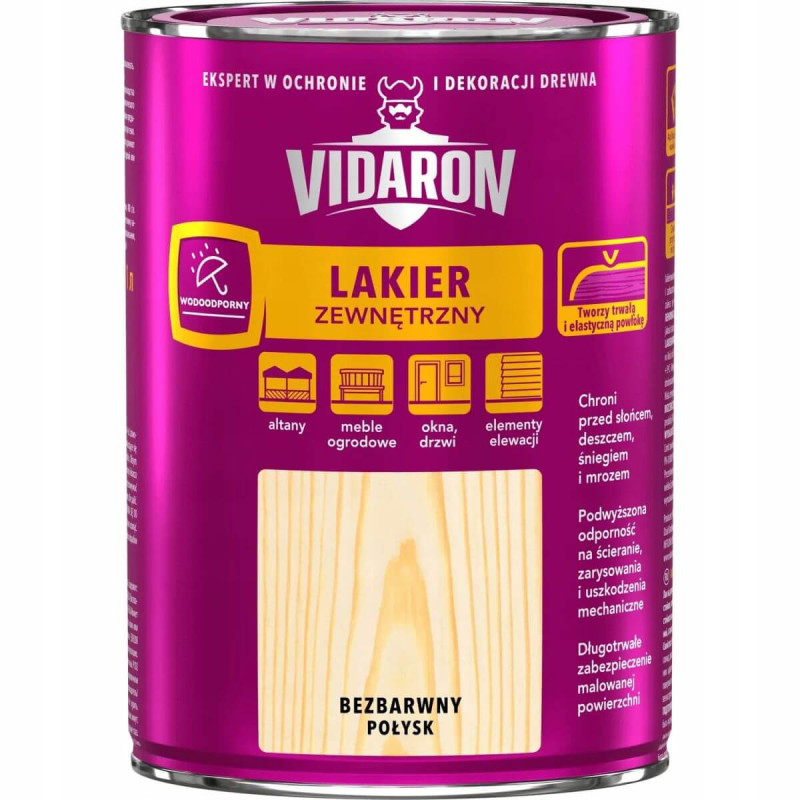 Lakier Zewnętrzny Do Drewna 0,75L Bezbarwny Połysk Vidaron Lakier Zewnętrzny Do Drewna 0,75L Bezbarwny Połysk Vidaron