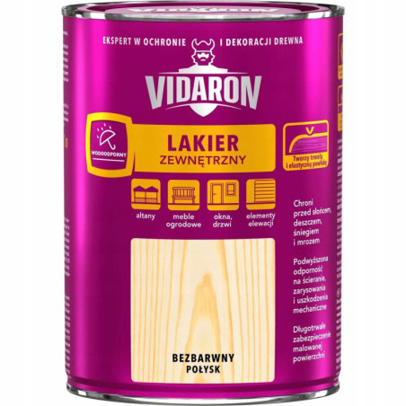 Lakier Zewnętrzny Do Drewna 0,75L Bezbarwny Połysk Vidaron
