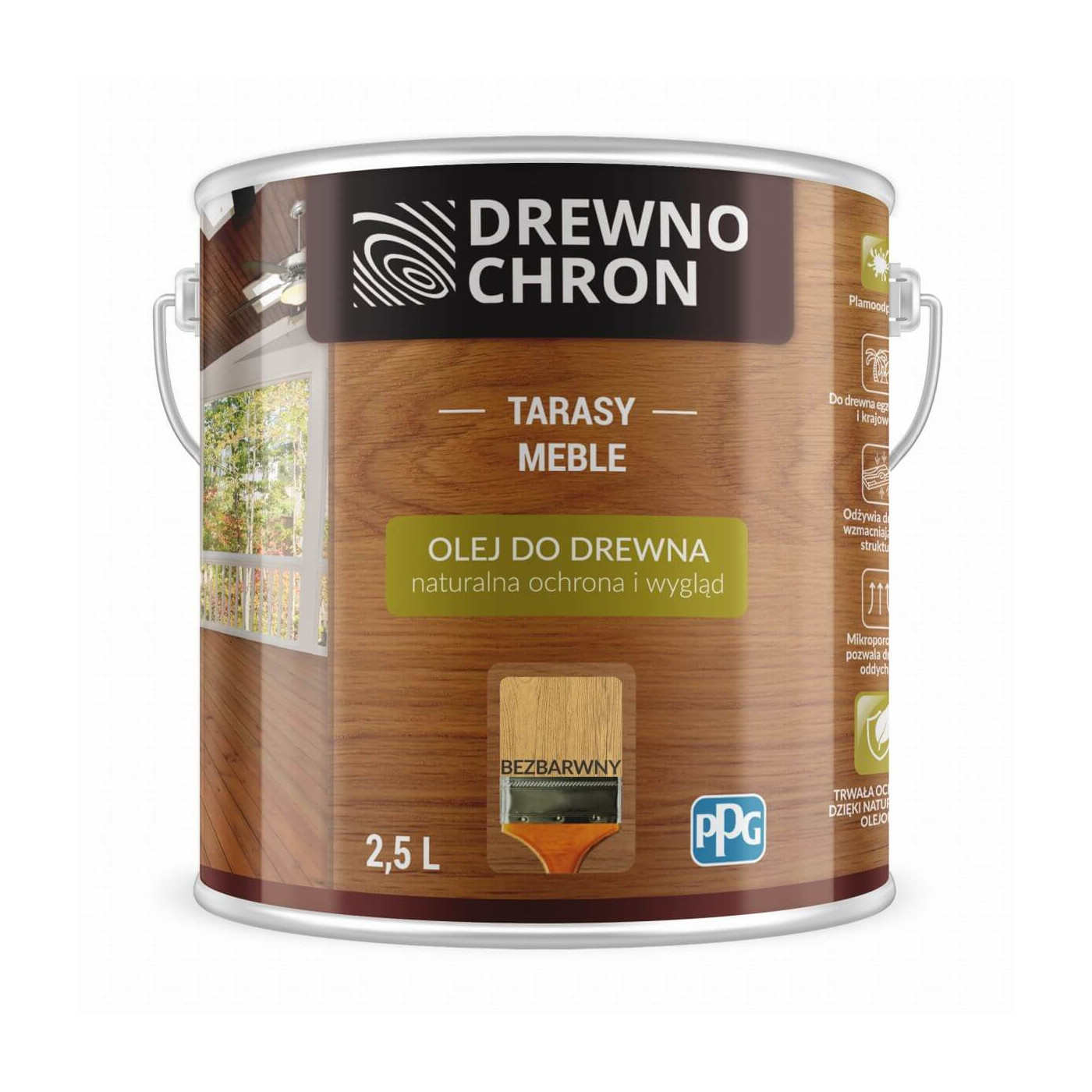 Olej Do Drewna Bezbarwny 2,5L Drewnochron Olej Do Drewna Bezbarwny 2,5L Drewnochron