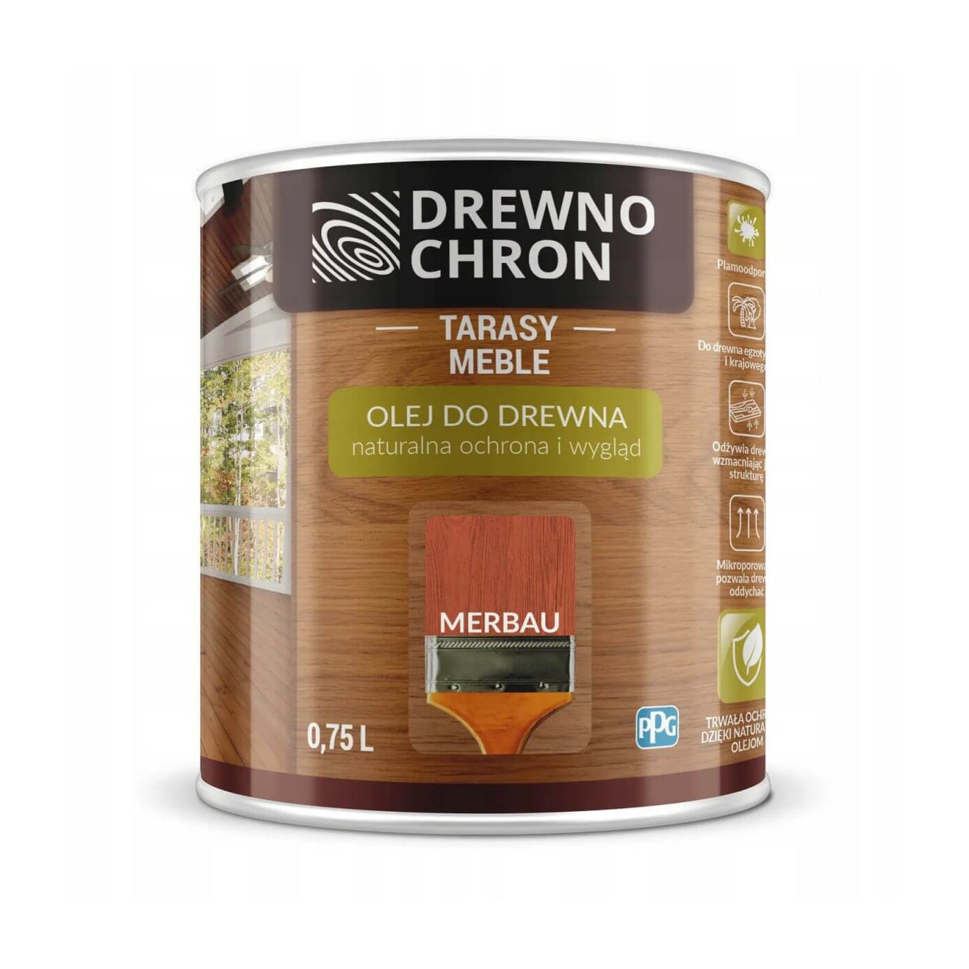 Olej Do Drewna Merbau 0,75L Drewnochron Olej Do Drewna Merbau 0,75L Drewnochron