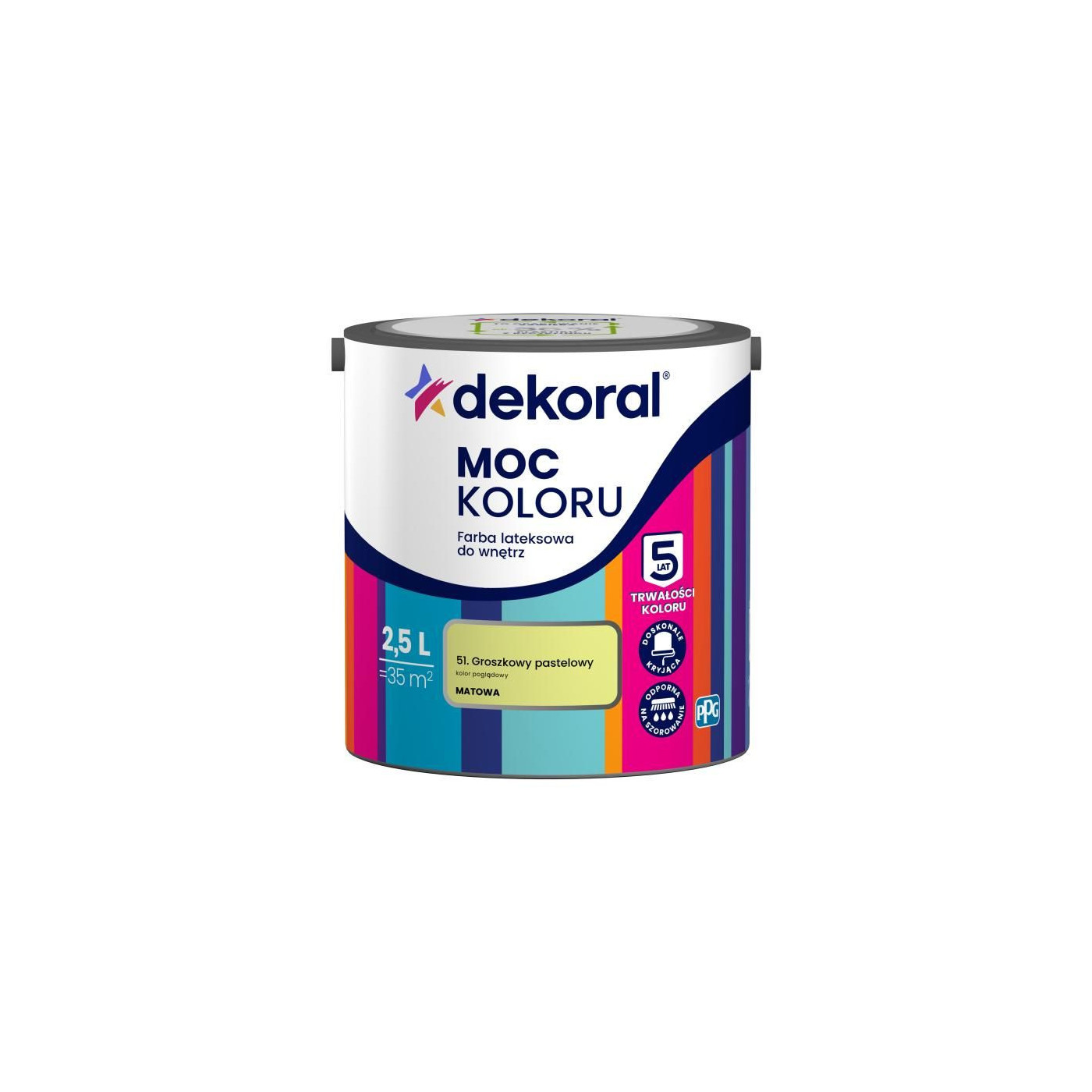 Farba Lateksowa Moc Koloru Groszkowy Pastelowy 2,5l Dekoral Farba Lateksowa Moc Koloru Groszkowy Pastelowy 2,5l Dekoral