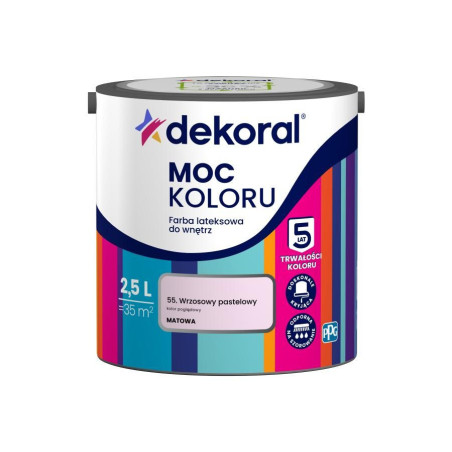 Farba Lateksowa Moc Koloru Wrzosowy Pastelowy 2,5l Dekoral