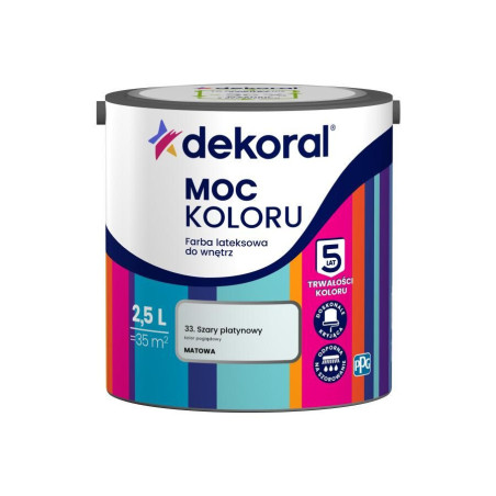 Farba Lateksowa Moc Koloru Szary Platynowy 2,5l Dekoral