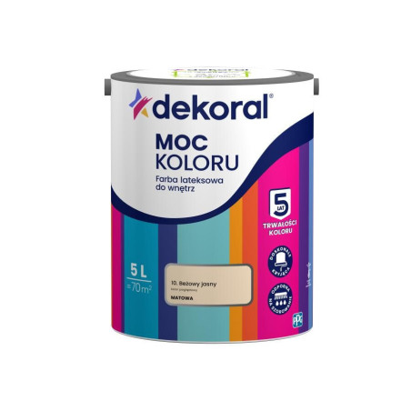 Farba Lateksowa Moc Koloru Beżowy Jasny 5l Dekoral