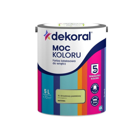 Farba Lateksowa Moc Koloru Groszkowy Pastelowy 5l Dekoral