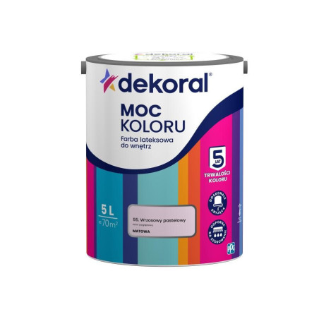 Farba Lateksowa Moc Koloru Wrzosowy Pastelowy 5l Dekoral