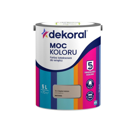 Farba Lateksowa Moc Koloru Ciepłe Kakao 5l Dekoral