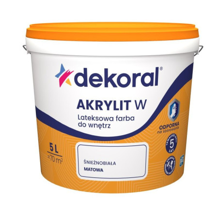 Farba Lateksowa Odporna na Szorowanie Biała 5L Dekoral