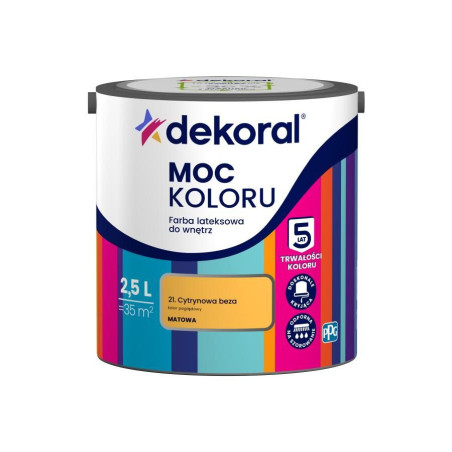 Farba Lateksowa Moc Koloru Cytrynowa Beza 2,5l Dekoral