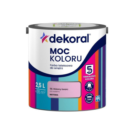 Farba Lateksowa Moc Koloru Różany Kwarc 2,5l Dekoral