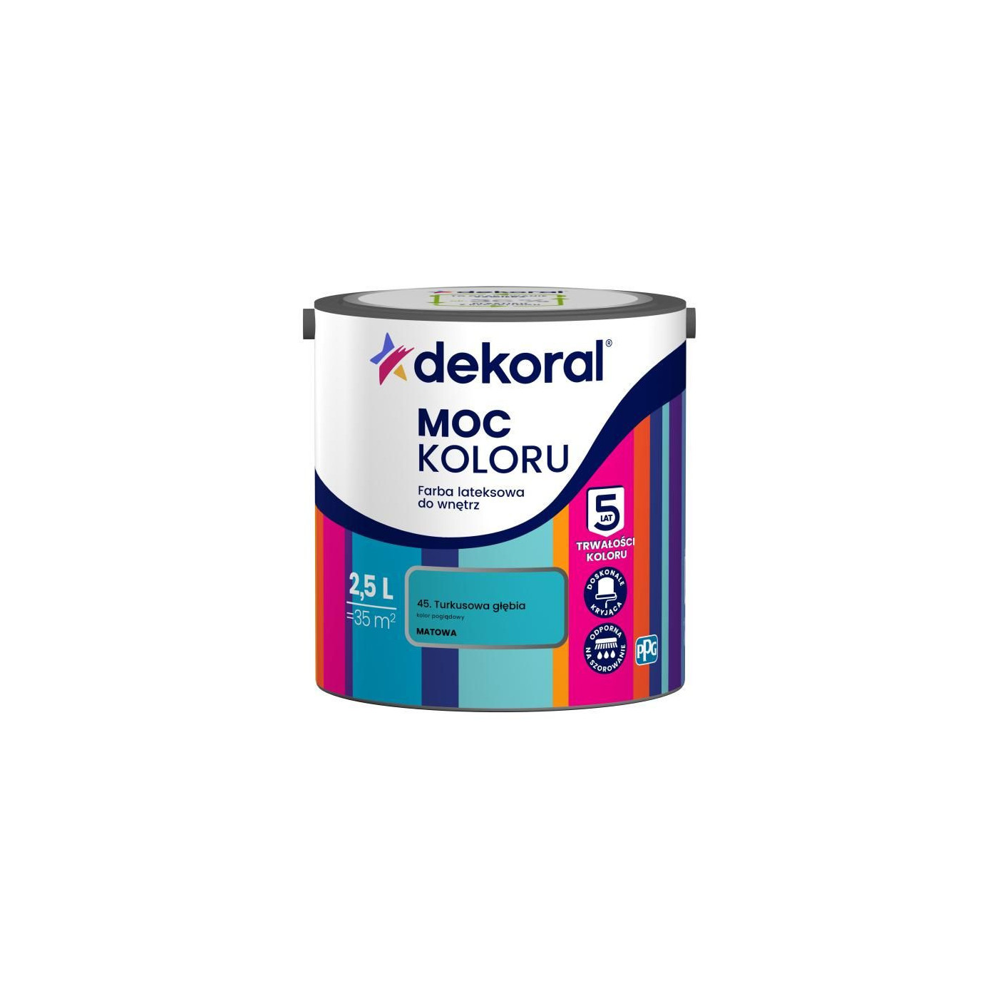 Farba Lateksowa Moc Koloru Turkusowa Głębia 2,5l Dekoral Farba Lateksowa Moc Koloru Turkusowa Głębia 2,5l Dekoral
