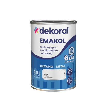 Emalia Olejno-Alkidowa Emakol Strong Biały Mat 0,9L Dekoral