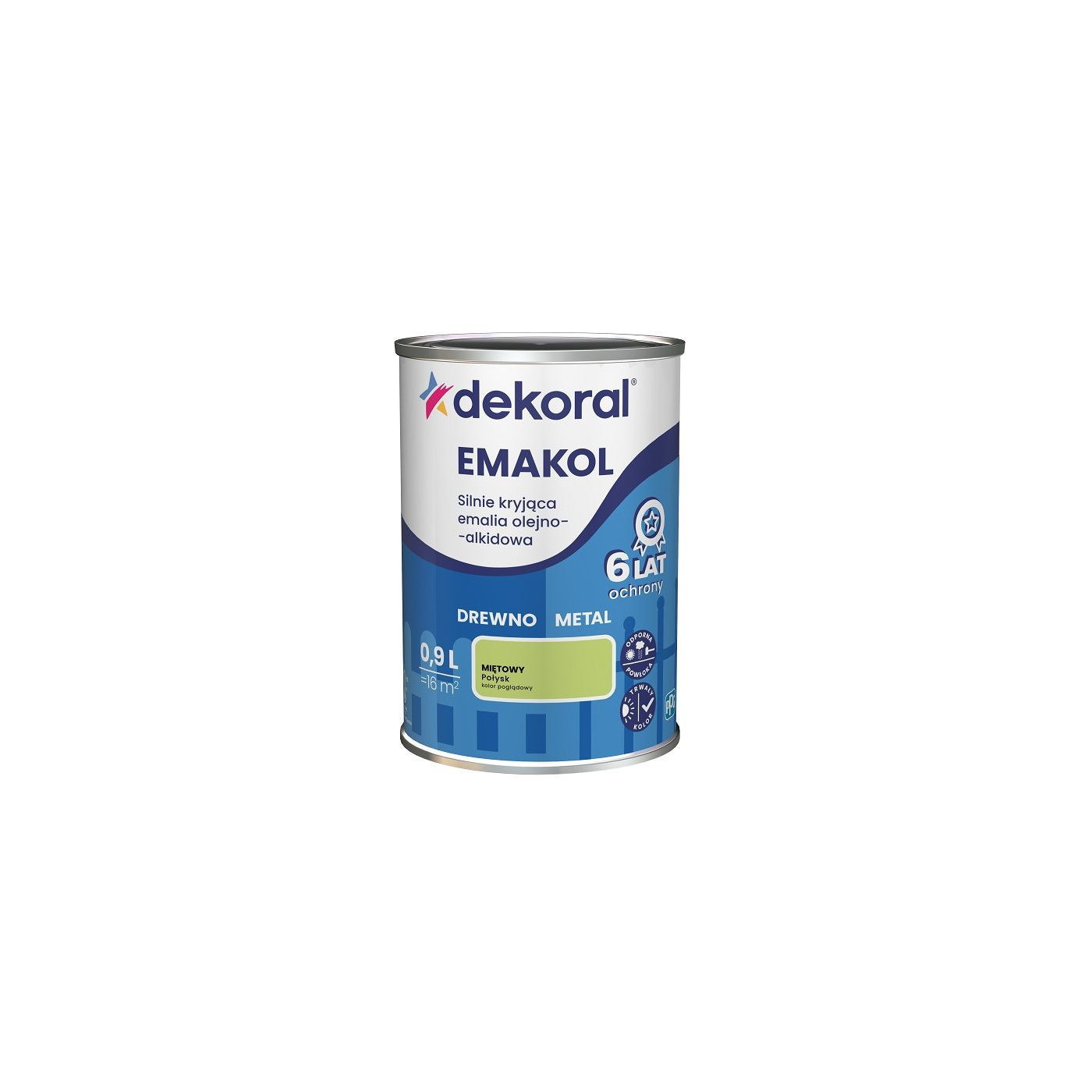 Emalia Olejno-Alkidowa Emakol Strong Miętowy Połysk 0,9L Dekoral Emalia Olejno-Alkidowa Emakol Strong Miętowy Połysk 0,9L Dekoral