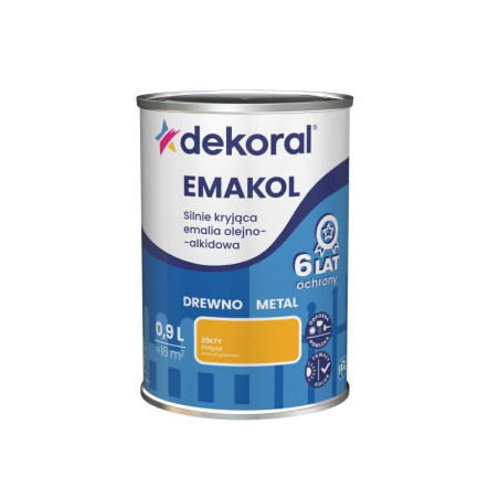 Emalia Olejno-Alkidowa Emakol Strong Żółty Połysk 0,9L Dekoral