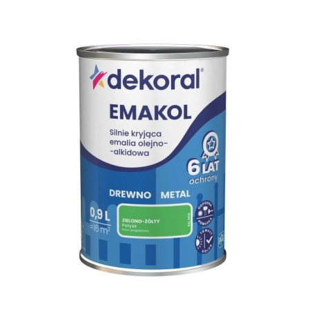 Emalia Olejno-Alkidowa Emakol Strong Zielono-Żółty Połysk 0,9L Dekoral