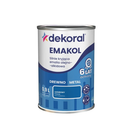 Emalia Olejno-Alkidowa Emakol Strong Lazurowy Połysk 0,9L Dekoral