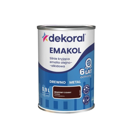 Emalia Olejno-Alkidowa Emakol Strong Brązowy Ciemny Połysk 0,9L Dekoral