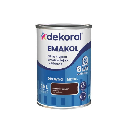 Emalia Olejno-Alkidowa Emakol Strong Brązowy Ciemny Mat 0,9L Dekoral