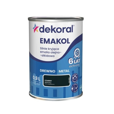 Emalia Olejno-Alkidowa Emakol Strong Czarny Mat 0,9L Dekoral