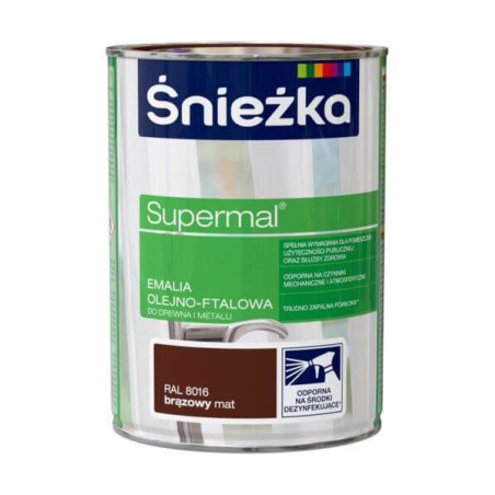 Emalia Olejno-Ftalowa Supermal Brązowy Mat 0,8L Śnieżka
