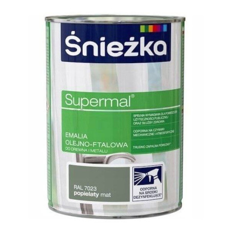 Emalia Olejno-Ftalowa Supermal Popielaty Mat 0,8L Śnieżka