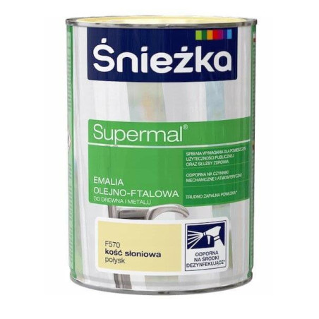 Emalia Olejno-Ftalowa Supermal Kość Słoniowa F570 0,8L Połysk Śnieżka