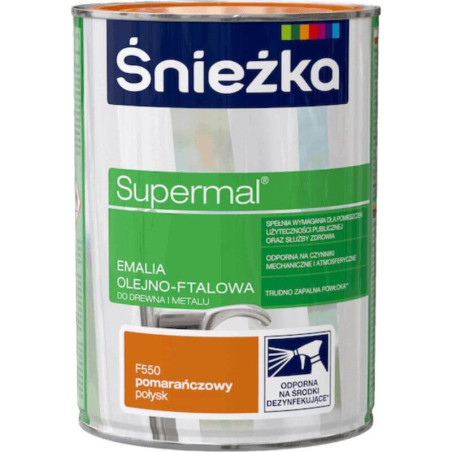 Emalia Olejno-Ftalowa Supermal Pomarańczowy F550 0,8L Połysk Śnieżka