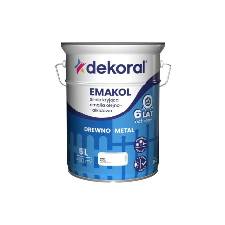 Emalia Olejno-Alkidowa Emakol Strong Biała Połysk 5L Dekoral