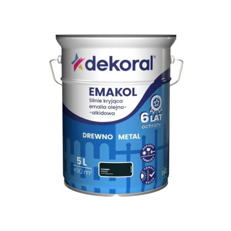 Emalia Olejno-Alkidowa Emakol Strong Czarna Połysk 5L Dekoral