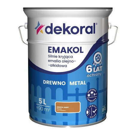 Emalia Olejno-Alkidowa Emakol Strong Orzech Jasny Połysk 5L Dekoral
