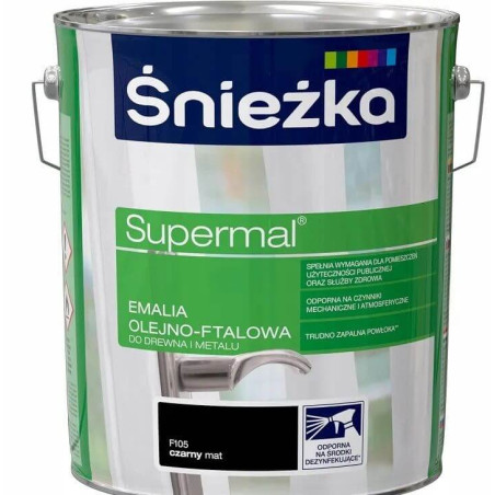 Emalia Olejno-Ftalowa Supermal 10L Czarny Mat Śnieżka