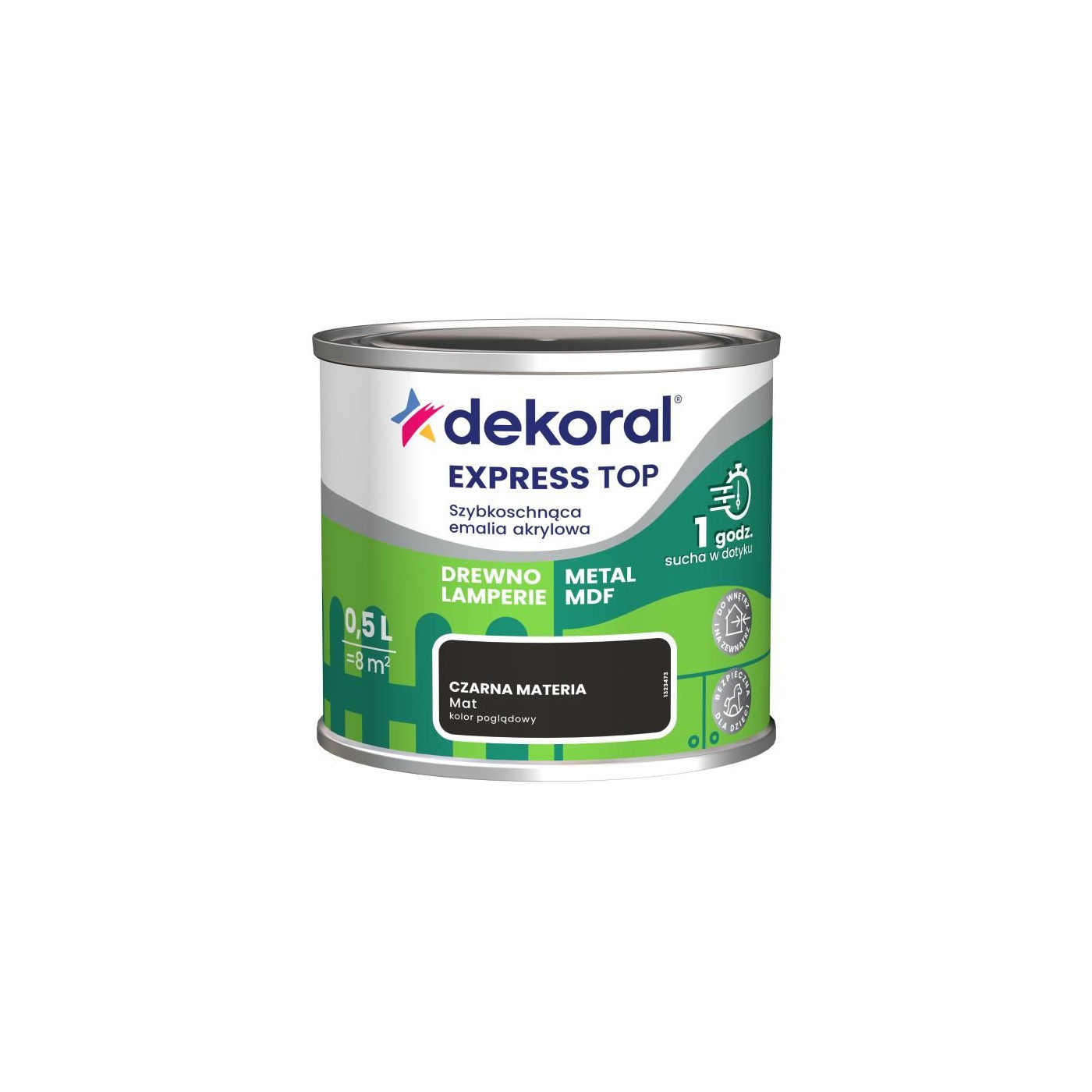 Emalia Szybkoschnąca Do Dzieła Czarna Materia Mat 0,5L Dekoral Emalia Szybkoschnąca Do Dzieła Czarna Materia Mat 0,5L Dekoral
