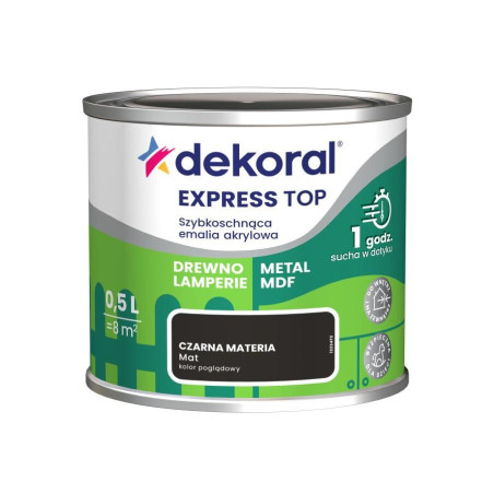 Emalia Szybkoschnąca Do Dzieła Czarna Materia Mat 0,5L Dekoral