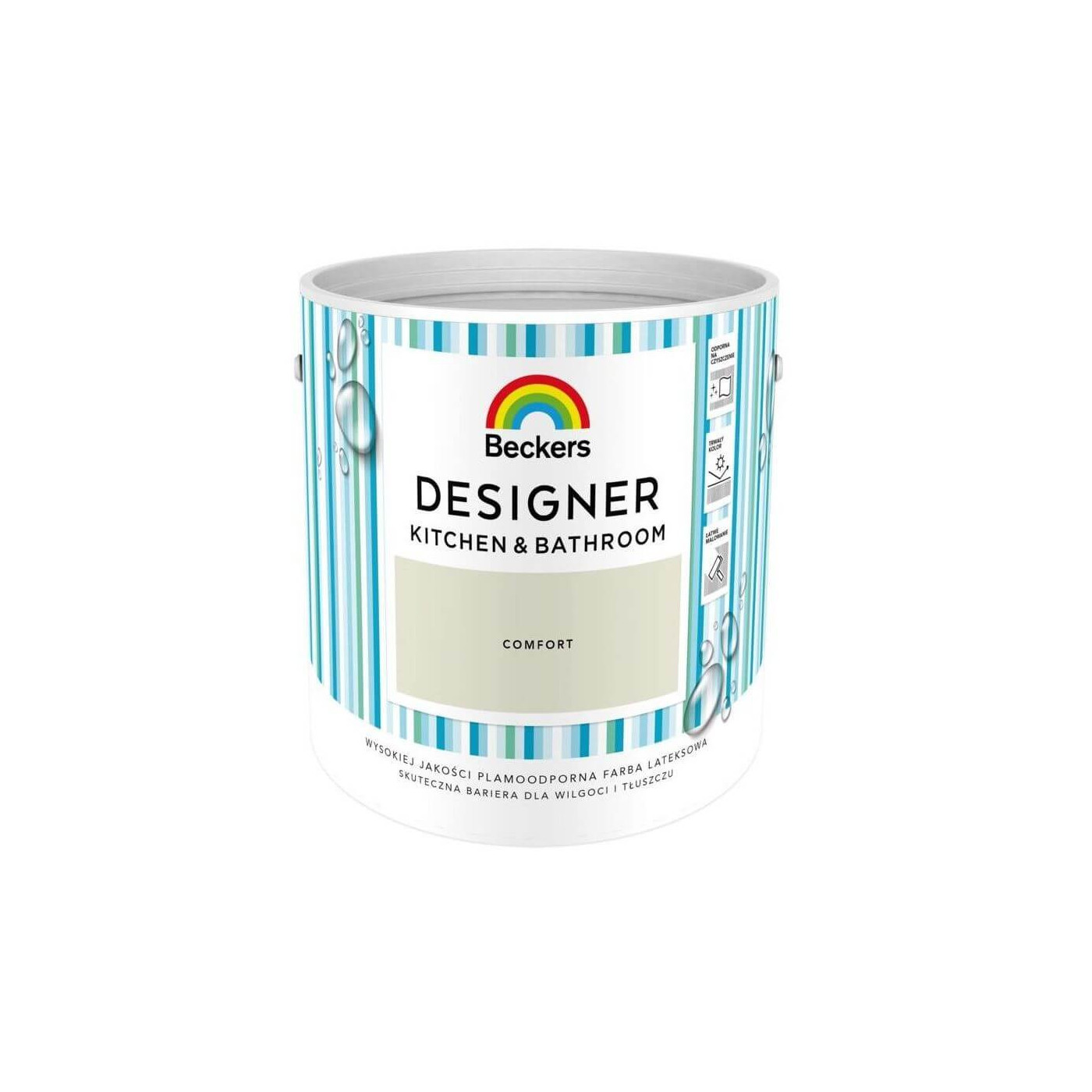Farba Lateksowa Designer Kitchen & Bathroom Comfort Mat 2,5 L Beckers Farba Lateksowa Designer Kitchen & Bathroom Comfort Mat 2,5 L Beckers