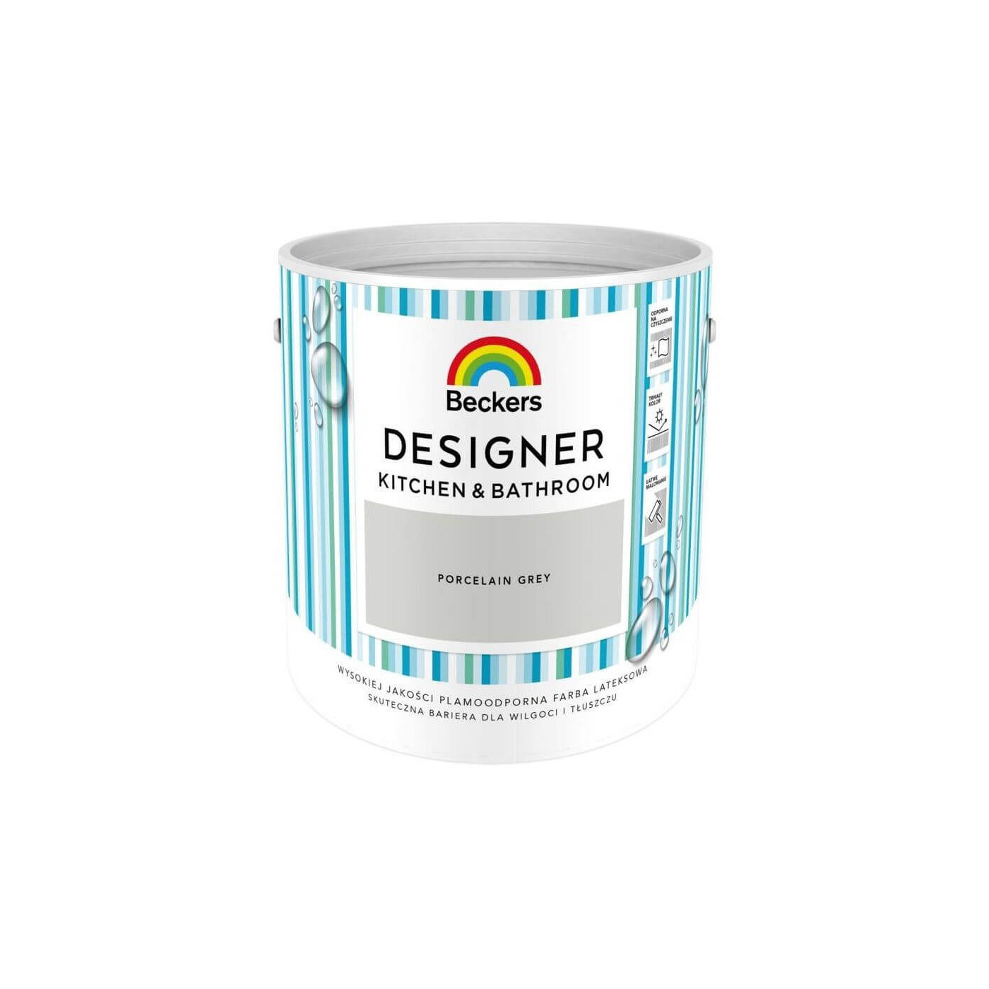 Farba Lateksowa Designer Kitchen & Bathroom Porcelain Grey Mat 2,5 L Beckers Farba Lateksowa Designer Kitchen & Bathroom Porcelain Grey Mat 2,5 L Beckers