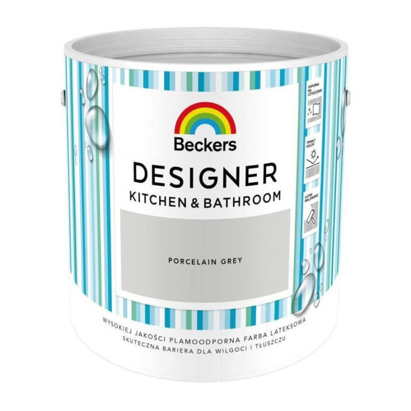 Farba Lateksowa Designer Kitchen & Bathroom Porcelain Grey Mat 2,5 L Beckers Farba Lateksowa Designer Kitchen & Bathroom Porcelain Grey Mat 2,5 L Beckers