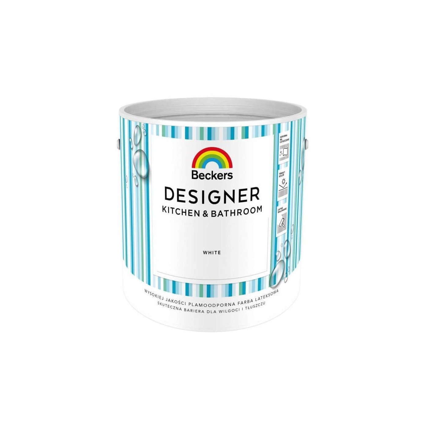 Farba Lateksowa Designer Kitchen & Bathroom White Mat 2,5 L Beckers Farba Lateksowa Designer Kitchen & Bathroom White Mat 2,5 L Beckers