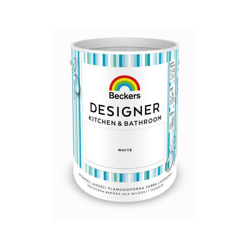 Farba Lateksowa Designer Kitchen & Bathroom White Mat 5 L Beckers Farba Lateksowa Designer Kitchen & Bathroom White Mat 5 L Beckers