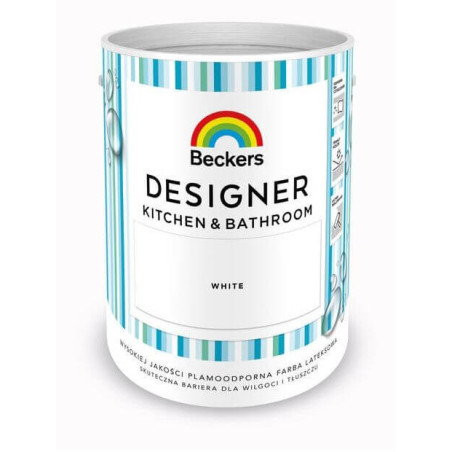 Farba Lateksowa Designer Kitchen & Bathroom White Mat 5 L Beckers