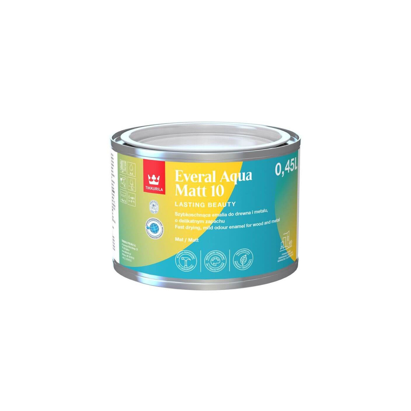 Emalia Akrylowa Everal Aqua Mat 0,45L Baza-A Tikkurila Emalia Akrylowa Everal Aqua Mat 0,45L Baza-A Tikkurila