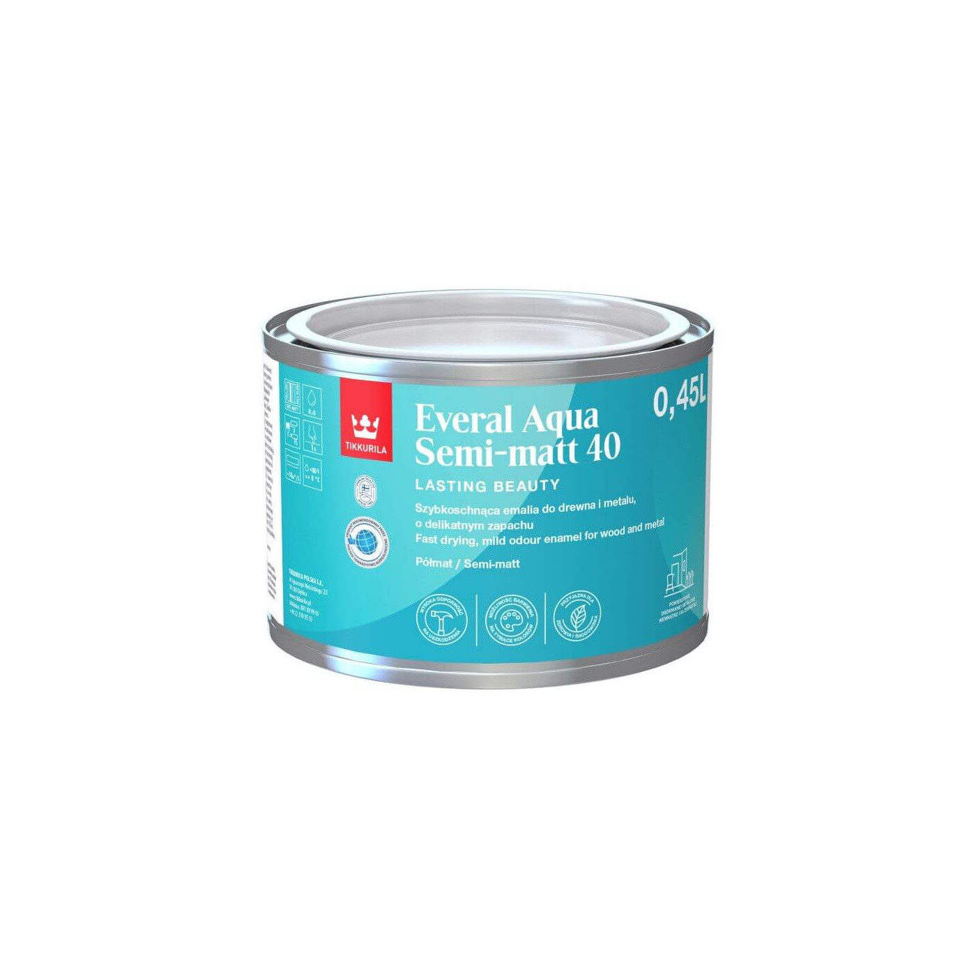 Emalia Akrylowa Everal Aqua Semi Mat 0,45L Baza-C Tikkurila Emalia Akrylowa Everal Aqua Semi Mat 0,45L Baza-C Tikkurila
