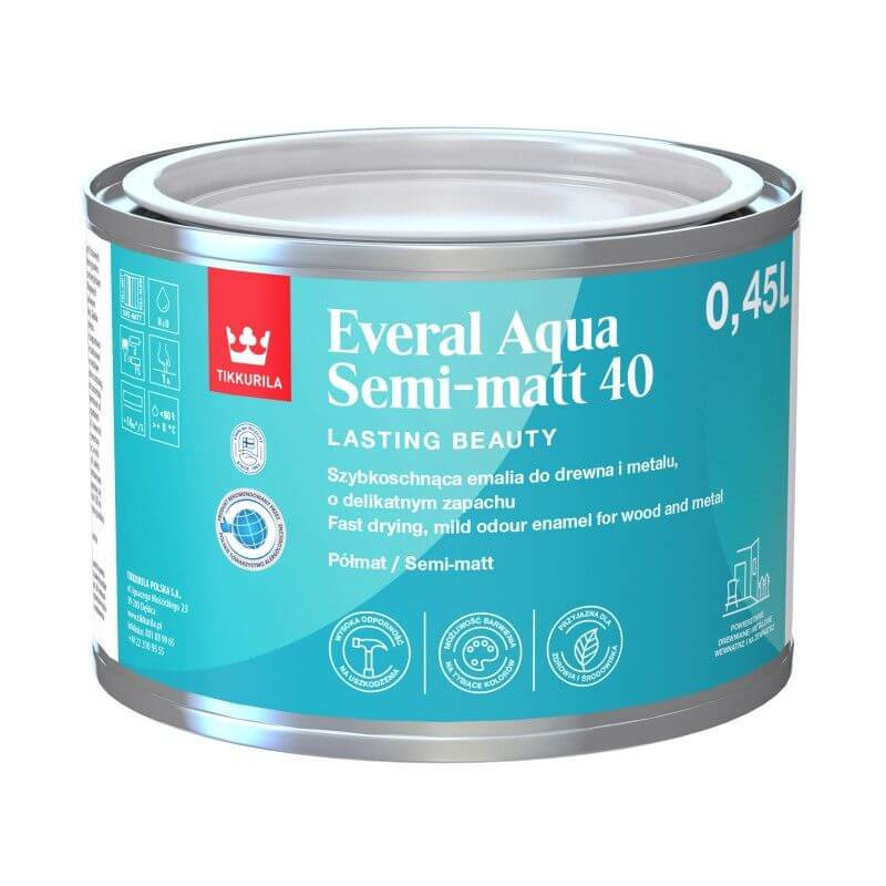 Emalia Akrylowa Everal Aqua Semi Mat 0,45L Baza-C Tikkurila Emalia Akrylowa Everal Aqua Semi Mat 0,45L Baza-C Tikkurila