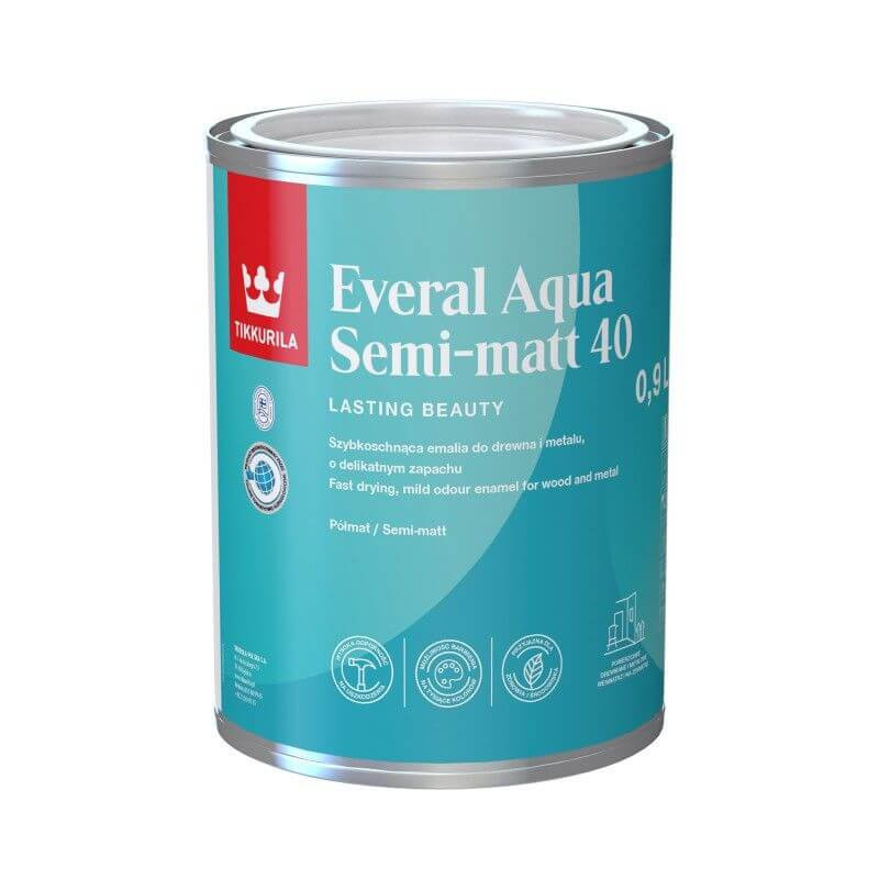 Emalia Akrylowa Everal Aqua Semi Mat 0,9L Baza-C Tikkurila Emalia Akrylowa Everal Aqua Semi Mat 0,9L Baza-C Tikkurila