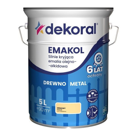 Emalia Olejno-Alkidowa Emakol Strong Kremowy Połysk 5L Dekoral